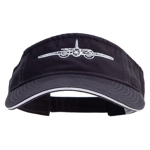 US Aircraft Embroidered Pro Style Cotton Twill Washed Visor - Navy White OSFM