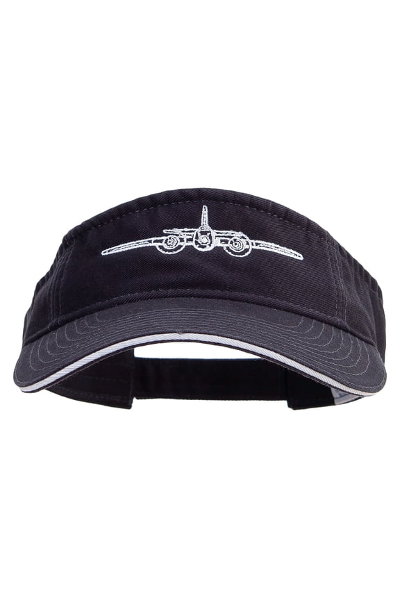 US Aircraft Embroidered Pro Style Cotton Twill Washed Visor - Navy White OSFM