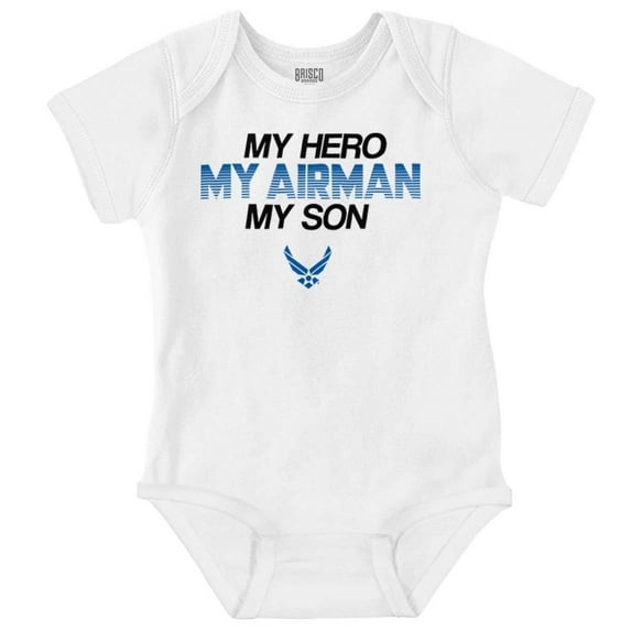 US Airforce Hero Airman Son Romper Boys or Girls Infant Baby Brisco Brands NB