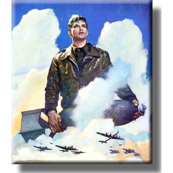 US Airforce Plane Pilot Picture on Stretched Canvas, Wall Art decor, Ready to Hang!