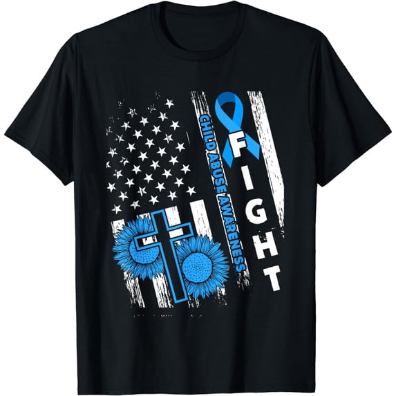 US America Flag Child Abuse Prevention Month April Awareness T-Shirt