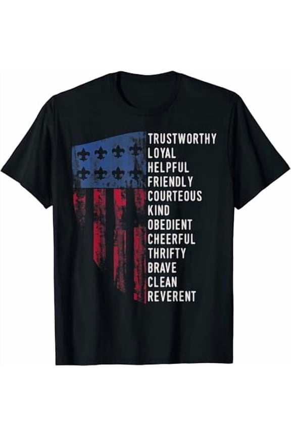 US America Flag Vintage Scouting Law T-Shirt