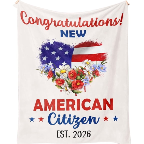 US American Citizenship Gift Ideas, New American Citizen Gifts, Gifts for Senior Citizens, Citizenship Celebration Present, Patriotic Blanket, Gifts for Men Women Blanket