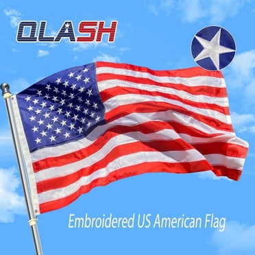 QLASH US American Flag 3x5 ft – Outdoor Flag with Embroidered Stars, Stitched Stripes, Heavy-Duty Nylon & Brass Grommets for Home and Garden