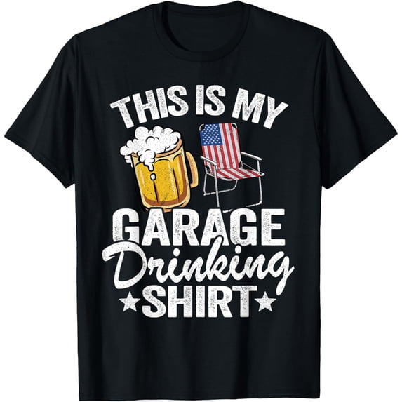 US American Flag 4th Of July Beer This Is My Garage Drinking T-Shirt