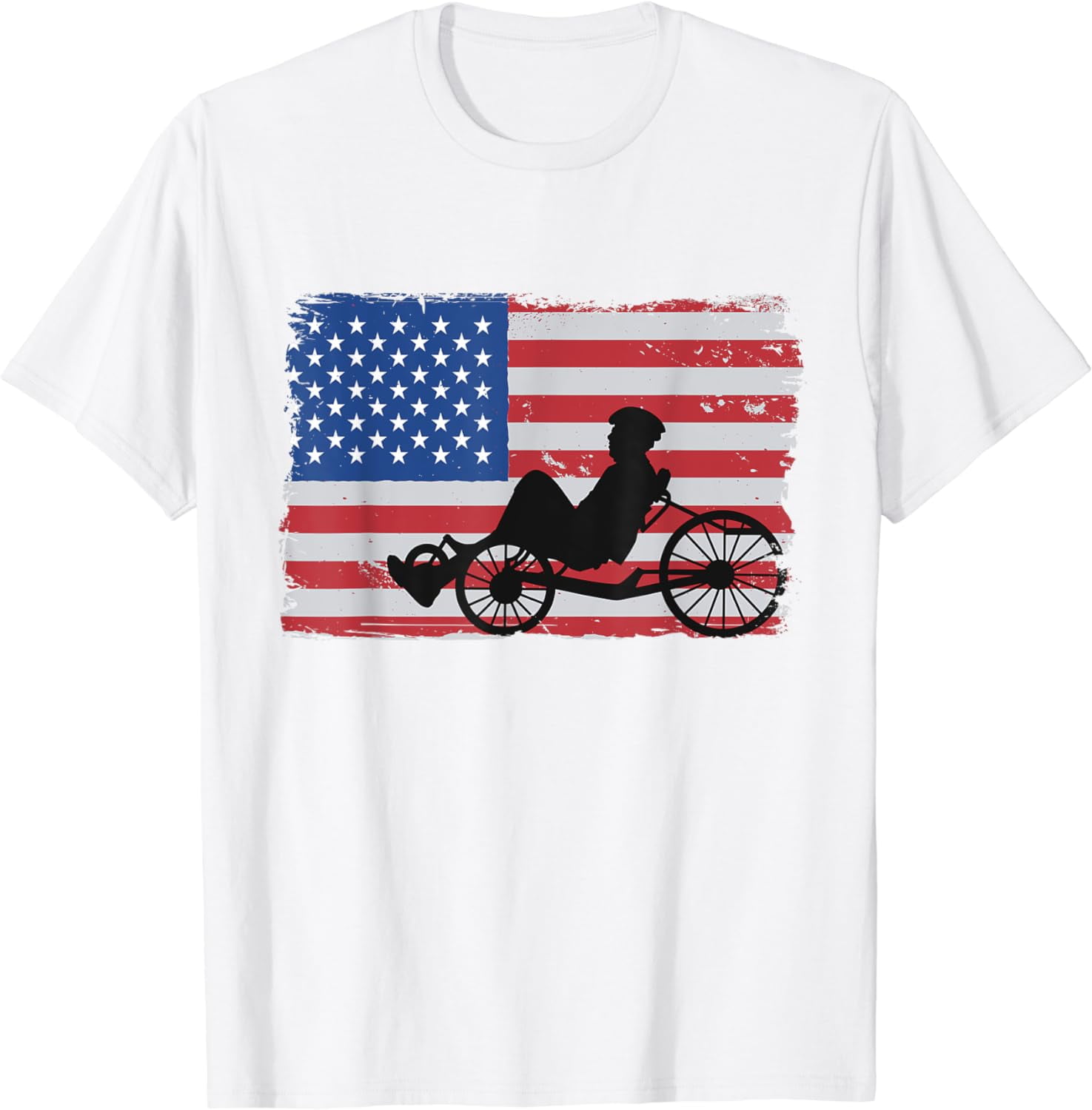 US American Flag 4th Of July Cyclist Recumbent Bicycle T-Shirt ...