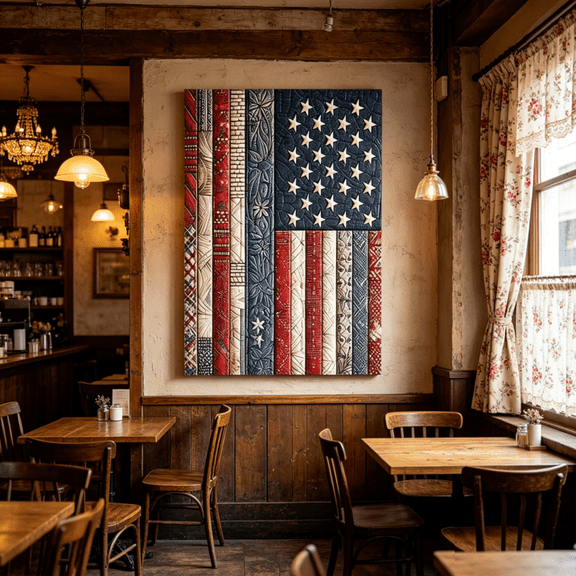 US American Flag, American Flag Patriotic Vintage Canvas Print, Distressed 4th of July Decor, Rustic Farmhouse Wall Art 16x20 Inch