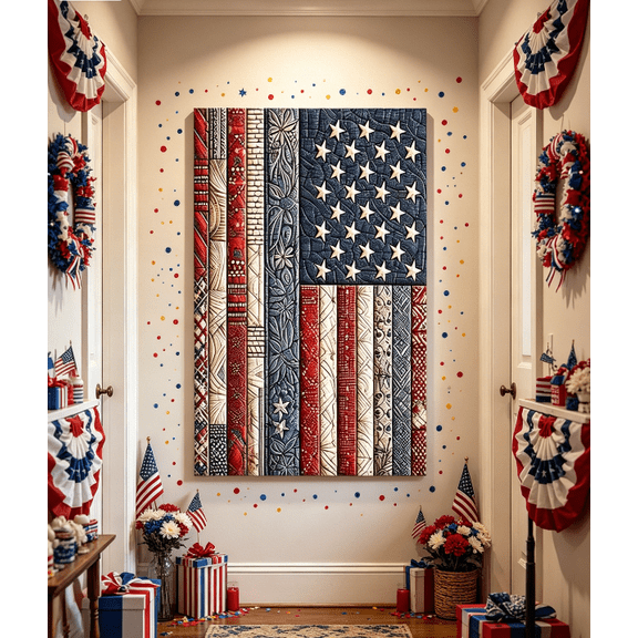 US American Flag DIY 5D Diamond Painting Kit, American Flag Patriotic Full Drill Embroidery Stitch, 4th of July Diamond Art, USA Flags Diamond Painting Set for Wall Dcor (1PCS)