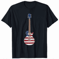 thumbnail image 1 of US American Flag Guitar Musician Acoustic Guitars T-Shirt, 1 of 5
