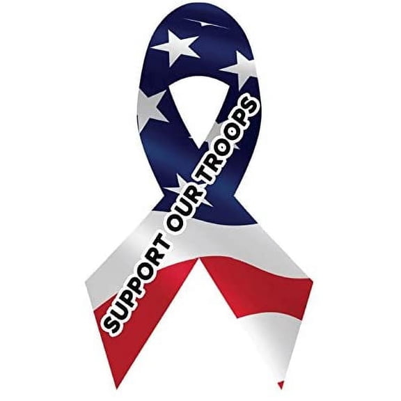 US American Flag Magnet Decal - Support Our Troops Car or Kitchen Ribbon Magnet.