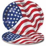 US American Flag Paper Oval Plates, 12in, 8ct