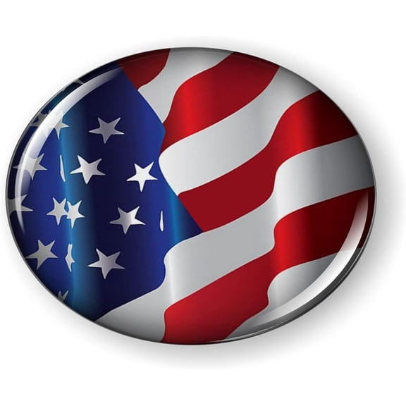 US American Flag Tattered 3D Domed CAR Emblem Badge Sticker Flexible Round