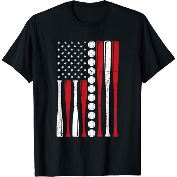 US American Flag Vintage Baseball Flag 4th Of July T-Shirt