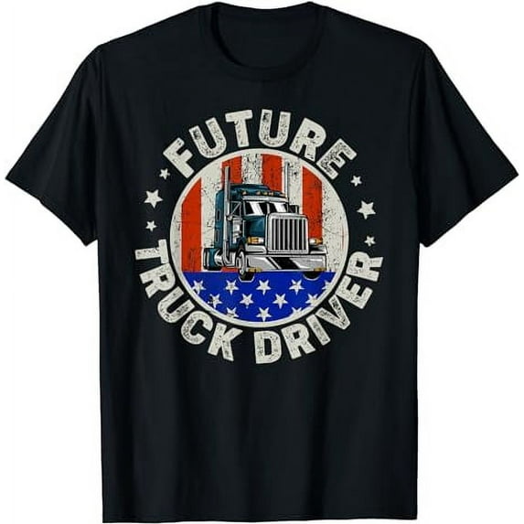 US American Flag Vintage Future Truck Driver Trucker T-Shirt