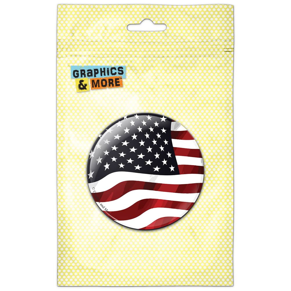 US American Flag Waving United States USA Refrigerator Button Magnet ...