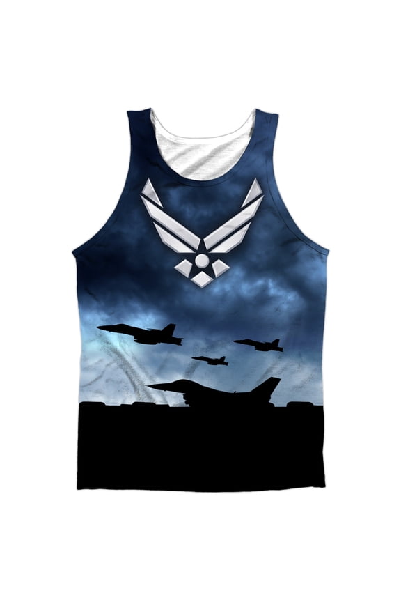 US Armed Forces Air Force USAF Metallic Symbol Front Print Tank Top Shirt