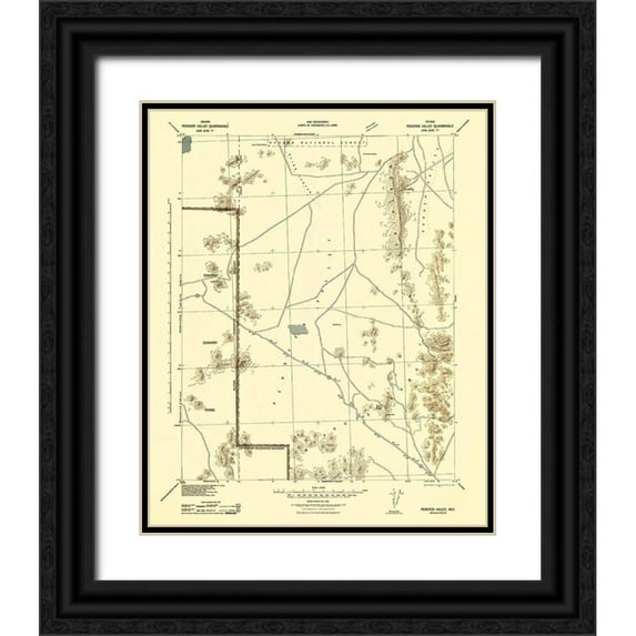 US Army 12x14 Black Ornate Wood Framed with Double Matting Museum Art Print Titled - Penoyer Valley Nevada - US Army 1942