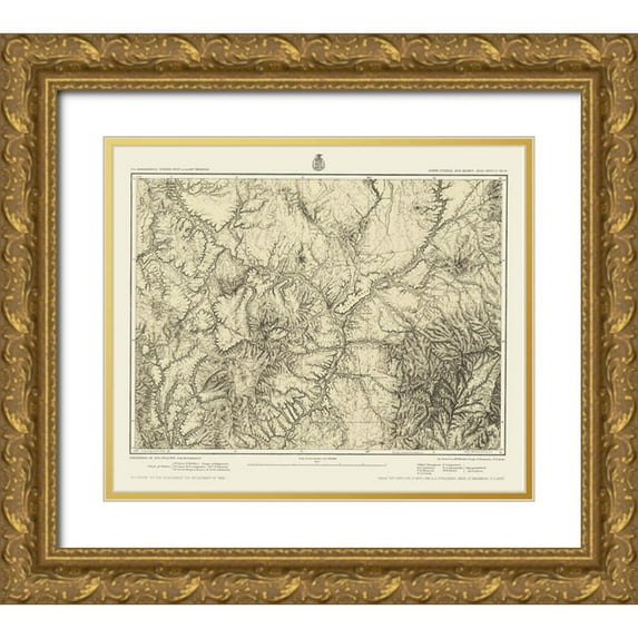 US Army 14x12 Gold Ornate Wood Framed with Double Matting Museum Art Print Titled - New Mexico New Mexico Sheet - US Army 1876