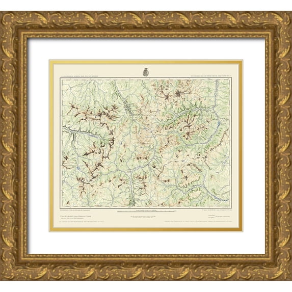 US Army 16x15 Gold Ornate Wood Framed with Double Matting Museum Art Print Titled - Colorado Southwest Colorado Sheet - US Army 1877