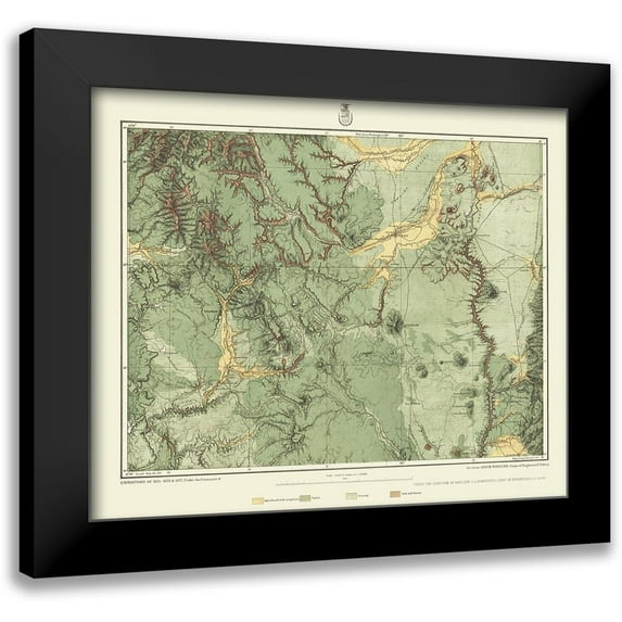 US Army 17x15 Black Modern Framed Museum Art Print Titled - Colorado New Mexico Land Classification Sheet