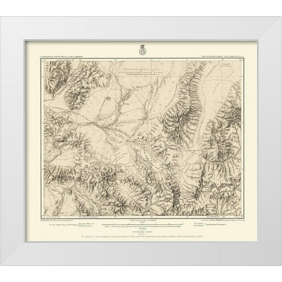 US Army 17x15 White Modern Wood Framed Museum Art Print Titled - Western Nevada Geographical Sheet - US Army 1882