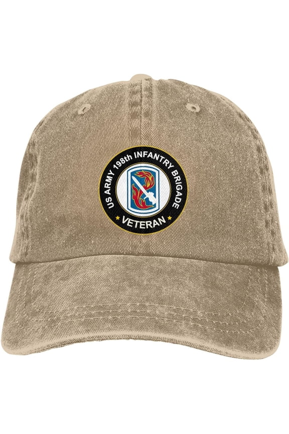 US Army 198th Infantry Brigade Veteran Dad Hat Baseball Unisex Baseball Adjustable Washed Cap