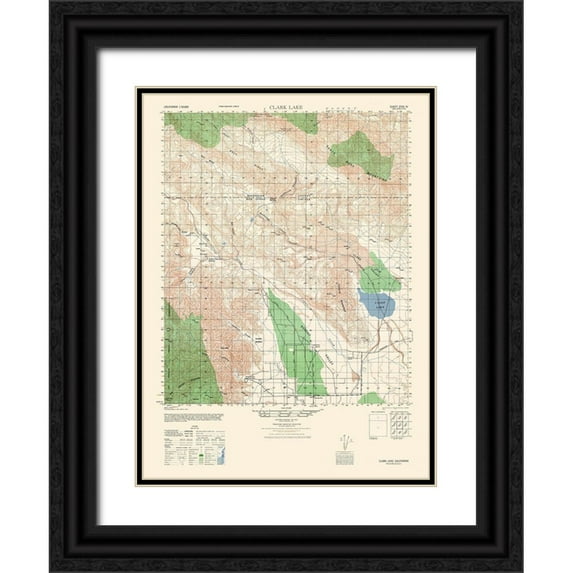 US Army 19x24 Black Ornate Wood Framed with Double Matting Museum Art Print Titled - Clark Lake Sheet - US Army 1942