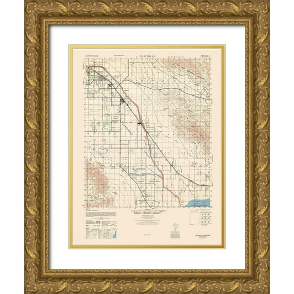 US Army 19x24 Gold Ornate Wood Framed with Double Matting Museum Art Print Titled - Coachella Sheet - US Army 1943