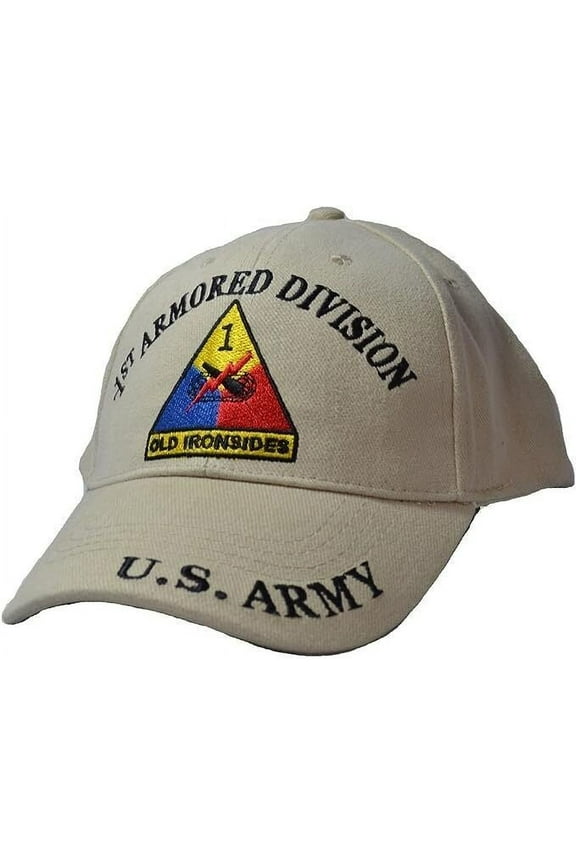 US Army 1st Armored Division Tan Military Baseball Cap Hat Official Licensed