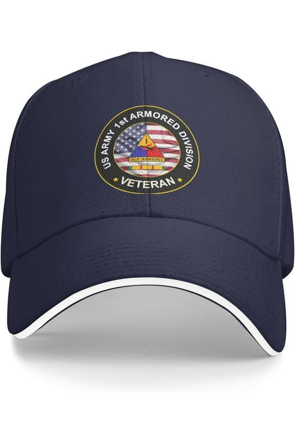 US Army 1st Armored Division Vietnam Service Combat Veteran Baseball Cap Outdoor Trucker Hats Adjustable Custom