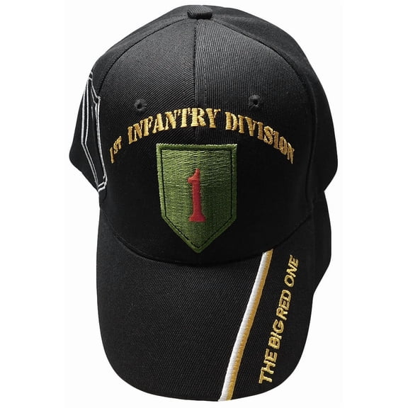 US Army 1st Infantry Division Men's Ball Cap Hat Black Acrylic Embroidered