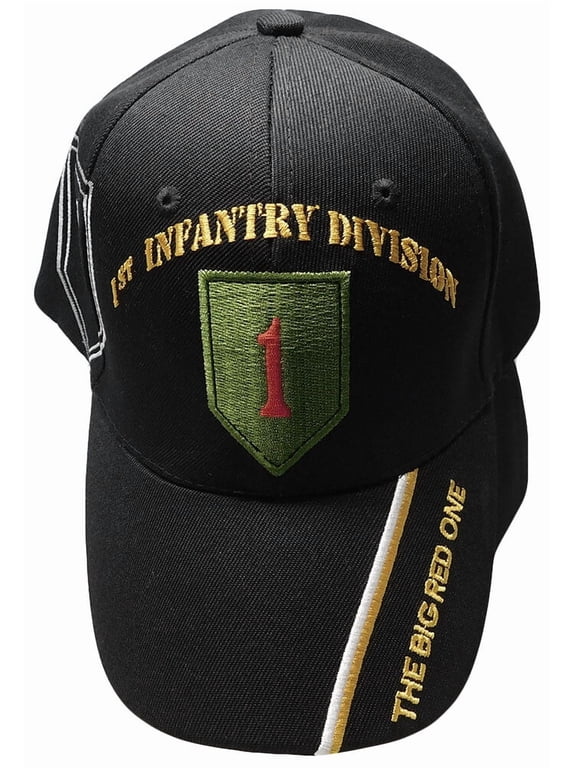 US Army 1st Infantry Division Men's Ball Cap Hat Black Acrylic Embroidered