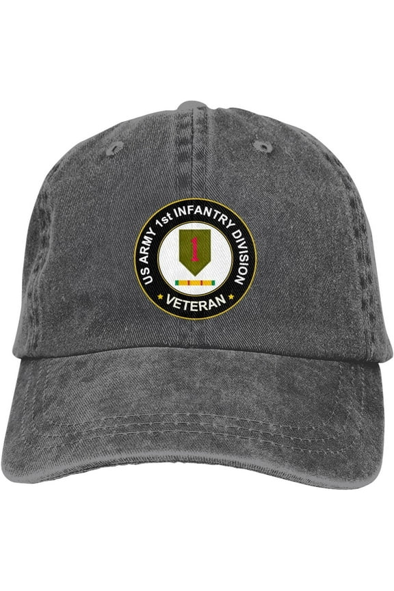 US Army 1st Infantry Division Vietnam Service Combat Veteran Dad Hat Baseball Unisex Baseball Adjustable Washed Cap
