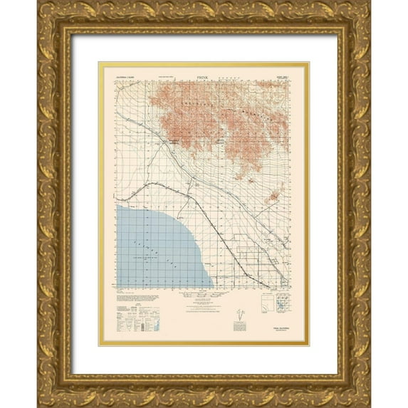 US Army 24x32 Gold Ornate Wood Framed with Double Matting Museum Art Print Titled - Frink Sheet - US Army 1944