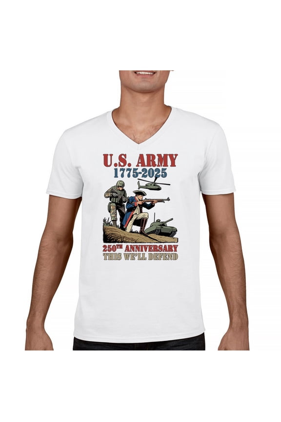 US Army 250 Anniversary Men's V-Neck T-shirt Military Veteran DD 214 Patriotic