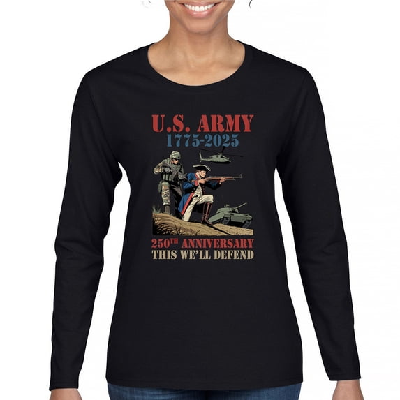 US Army 250 Anniversary Women's Long Sleeve T-shirt Military Veteran DD 214 Patriotic