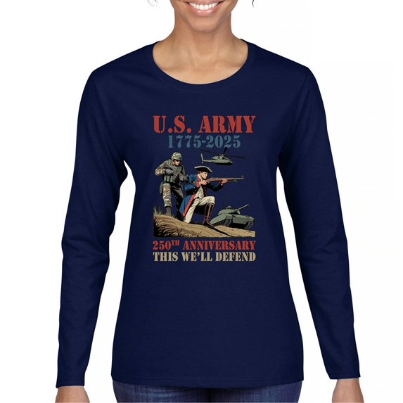 US Army 250 Anniversary Women's Long Sleeve T-shirt Military Veteran DD 214 Patriotic