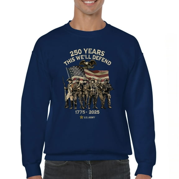 US Army 250 Years Crewneck Sweatshirt American Military Veteran DD214 Patriotic