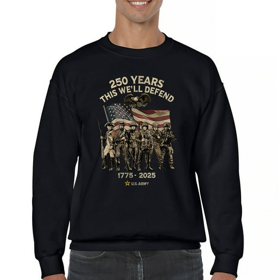 US Army 250 Years Crewneck Sweatshirt American Military Veteran DD214 Patriotic