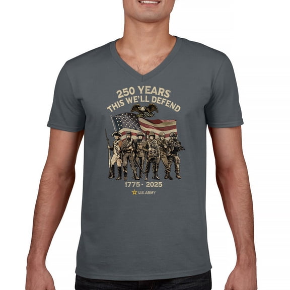 US Army 250 Years Men's V-Neck T-shirt American Military Veteran DD214 Patriotic