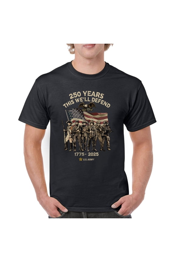 US Army 250 Years T-shirt American Military Veteran DD214 Patriotic Men's Tee