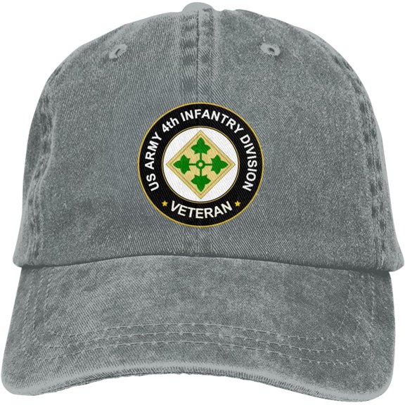 US Army 4th Infantry Division Veteran Dad Hat Baseball Unisex Baseball Adjustable Washed Cap