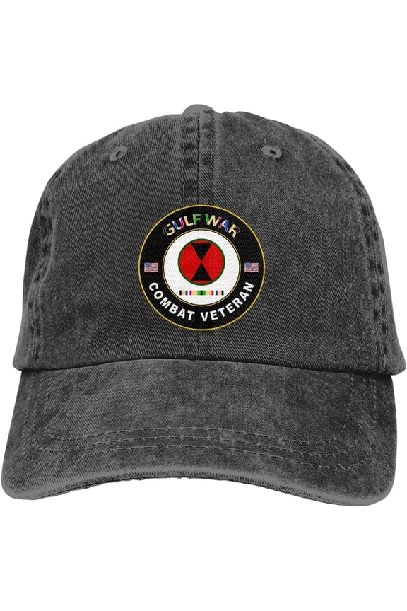 US Army 7th Infantry Division Gulf Combat Veteran Dad Hat Baseball Unisex Baseball Adjustable Washed Cap