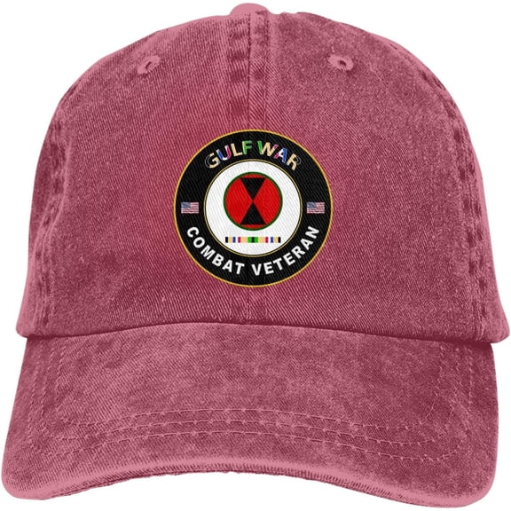 US Army 7th Infantry Division Gulf Combat Veteran Dad Hat Baseball Unisex Baseball Adjustable Washed Cap