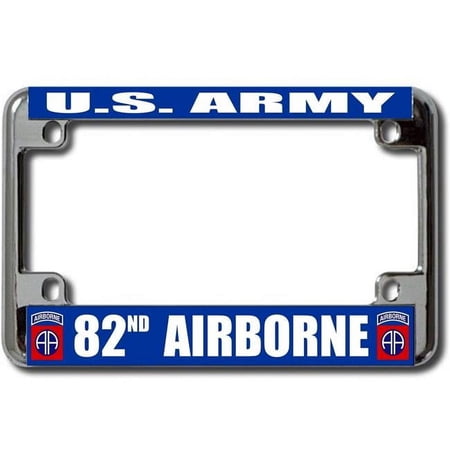 US Army 82nd Airborne Chrome Motorcycle License Plate Frame