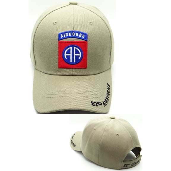 US Army 82nd Airborne Logo Khaki Baseball Hat Cap