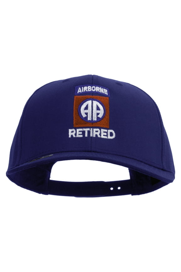 US Army 82nd Airborne Retired Logo Embroidered Solid Cotton Pro Style Cap - Royal OSFM