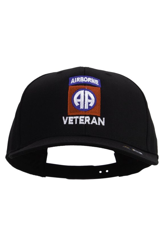 US Army 82nd Airborne Veteran Logo Embroidered Solid Cotton Pro Style Cap - Black OSFM