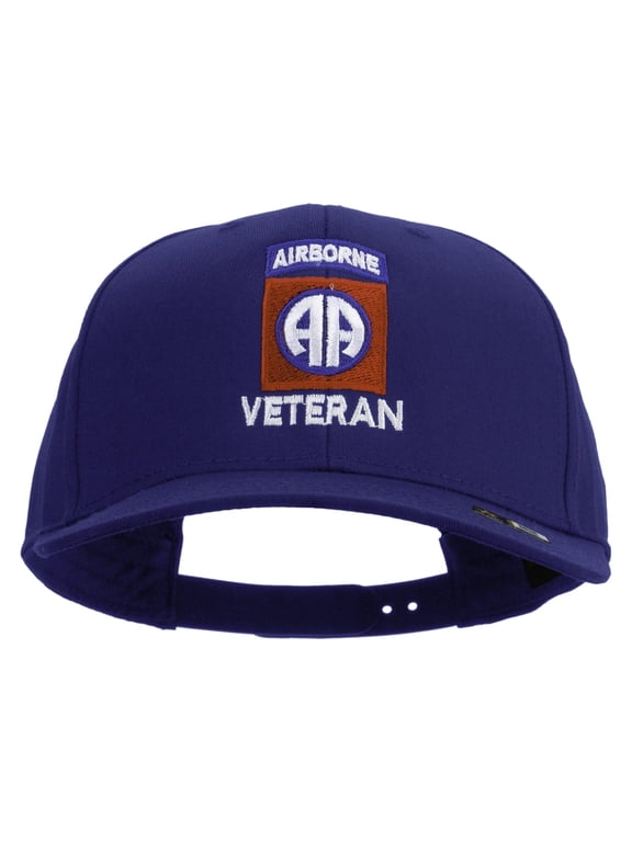 US Army 82nd Airborne Veteran Logo Embroidered Solid Cotton Pro Style Cap - Royal OSFM