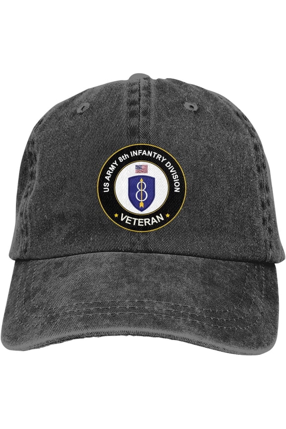 US Army 8th Infantry Division Veteran Dad Hat Baseball Unisex Baseball Adjustable Washed Cap